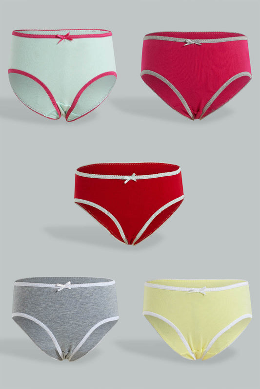 Redtag-Assorted-5-Pc-Pack-Plain-Briefs-Boxers-Girls-2 to 8 Years