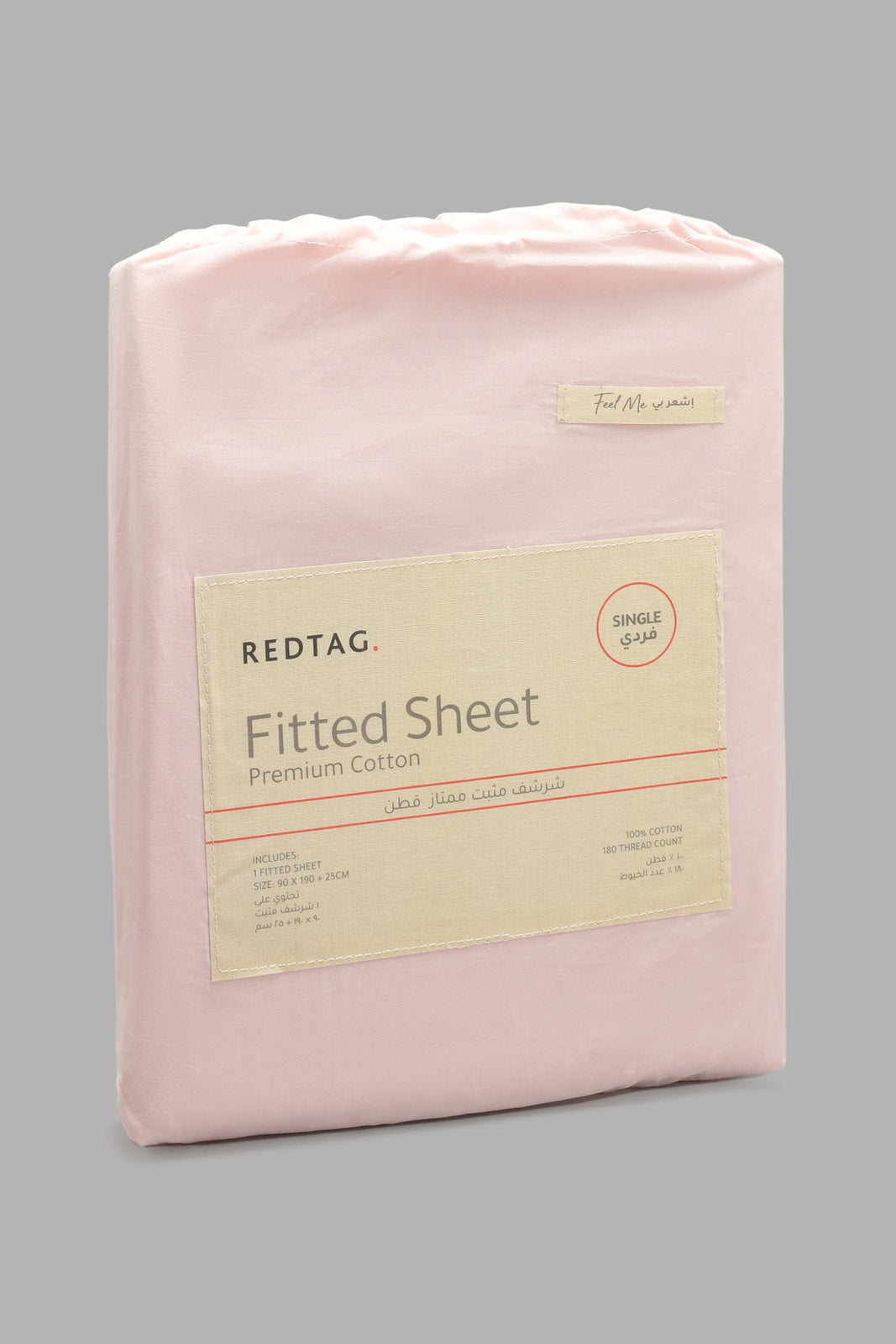 Redtag-Pink-Cotton-Fitted-Sheet-
(Single-Size)-Fitted-Sheets-Home-Bedroom-