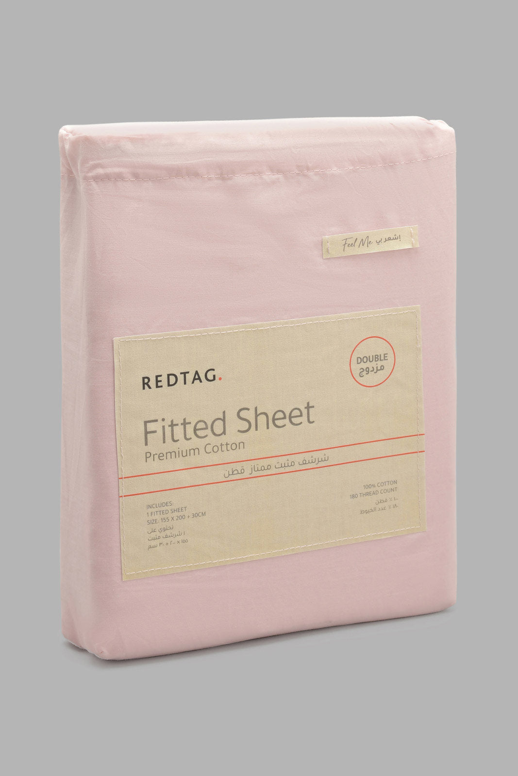 Redtag-Pink-Cotton-Fitted-Sheet-(Double-Size)-Fitted-Sheets-Home-Bedroom-