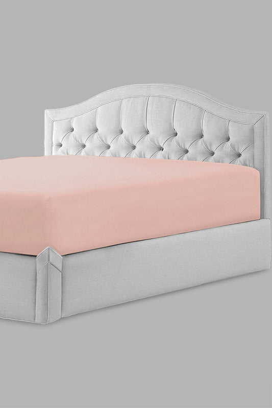 Redtag-Pink-Cotton-Fitted-Sheet-(Super-King-Size)-Fitted-Sheets-Home-Bedroom-