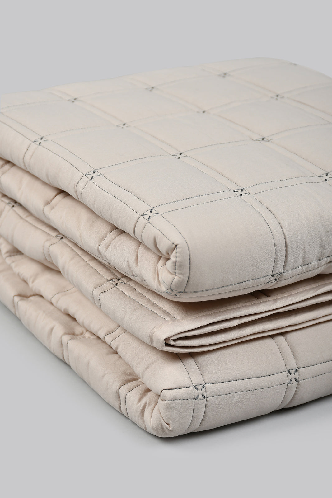 Beige Quilted Bedspread Set (Single Size)