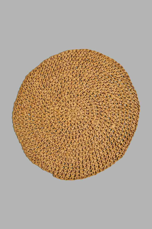 Redtag-Brown-Round-Placemat-Placemats-Home-Dining-