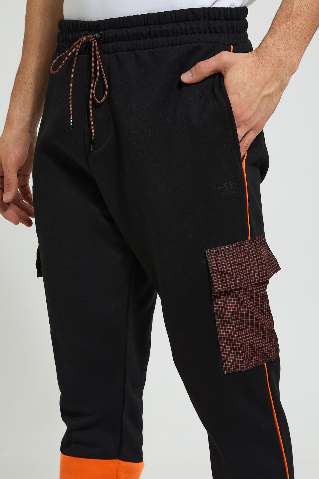 Redtag-Black-Cargo-Jogger-Joggers-Men's-