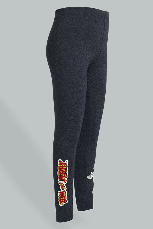 Redtag-Black-Tom-And-Jerry-Legging-Leggings-Girls-2 to 8 Years