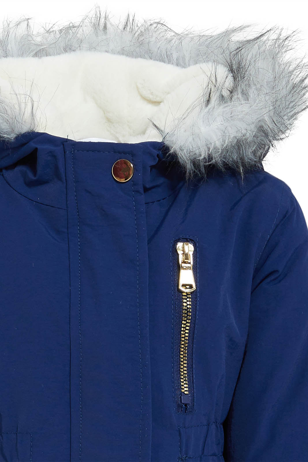 Redtag-Navy-Sherpa-Hooded-Jacket-With-Flap-Pocket-Details-Jackets-Infant-Girls-3 to 24 Months