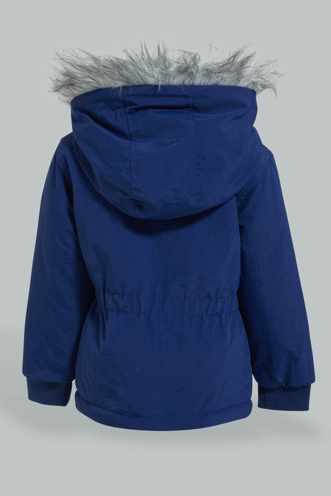 Redtag-Navy-Sherpa-Hooded-Jacket-With-Flap-Pocket-Details-Jackets-Infant-Girls-3 to 24 Months
