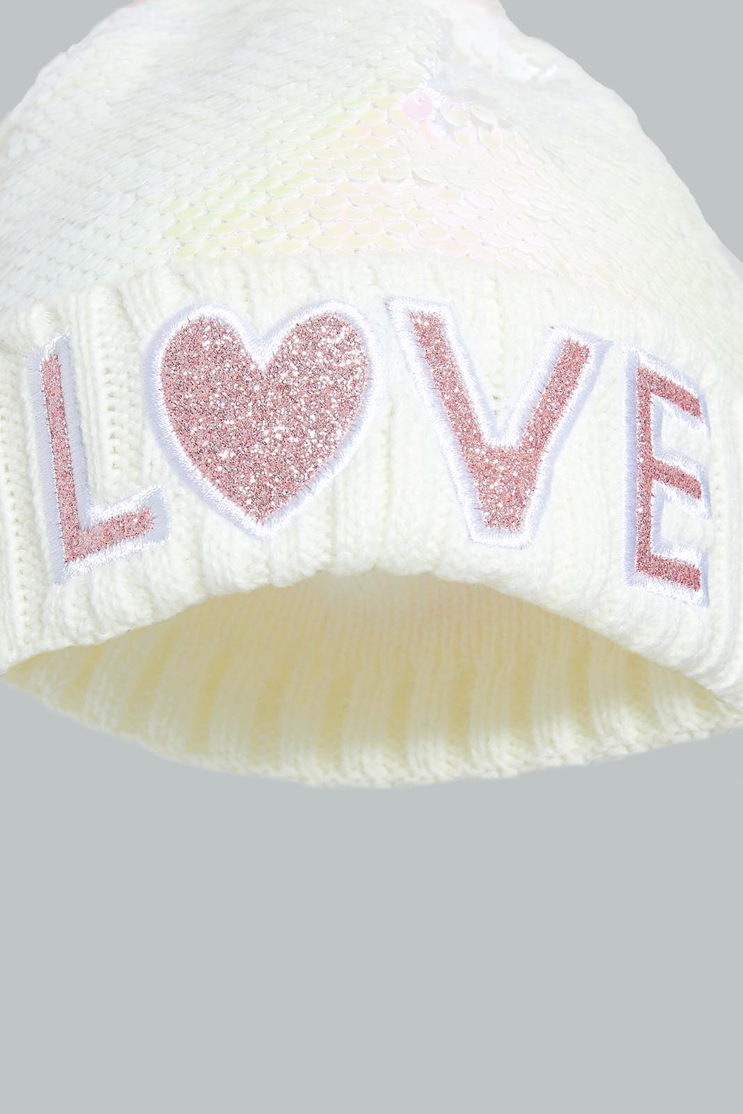 Redtag-White-Embellished-Knitted-Cap-Beanies-Girls-