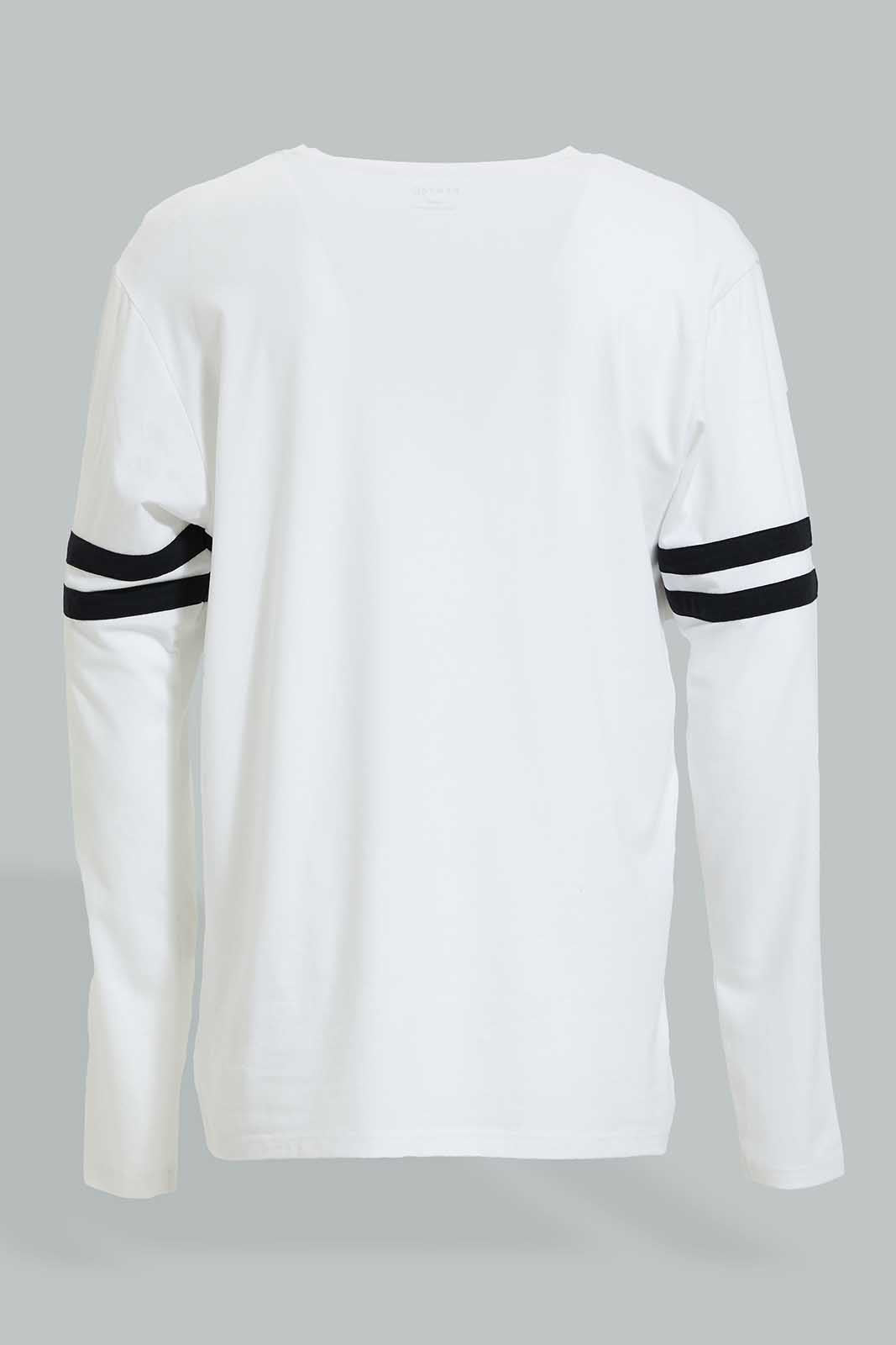 Redtag-White-L/S-V-Neck-T-Shirt-Colour:White,-Filter:Men's-Clothing,-Men-T-Shirts,-New-In,-New-In-Men,-Non-Sale,-Section:Men,-W21B-Men's-
