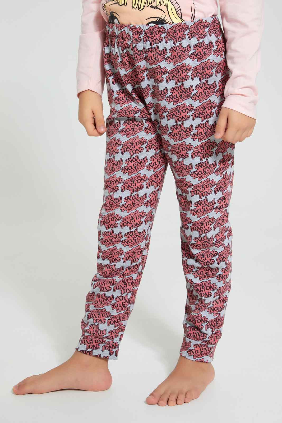 Redtag-Pink-Nana-Doll-Nightsuit-Pyjama-Sets-Girls-2 to 8 Years