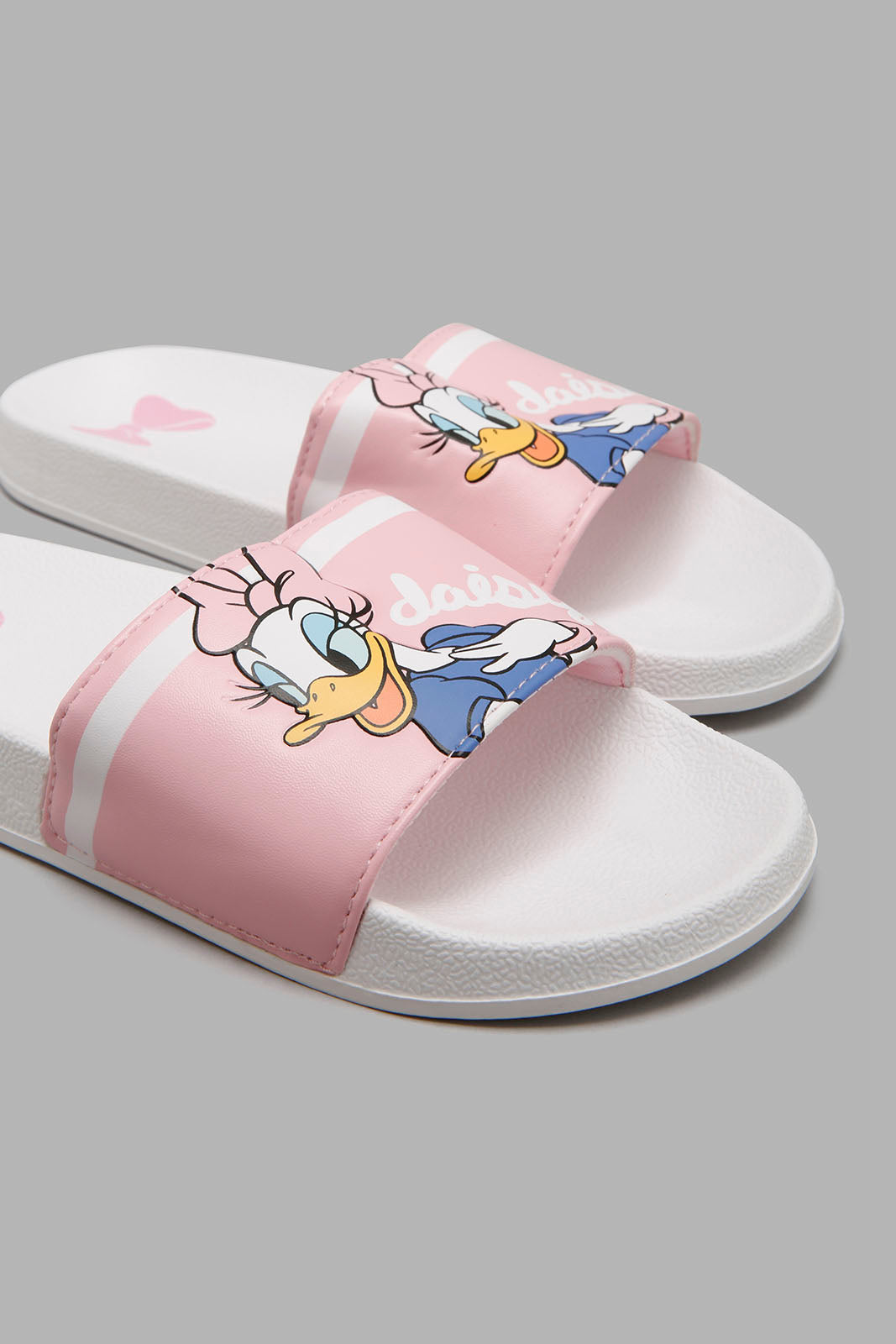 Redtag-White-Daisy-Duck-Slide-Sliders-Senior-Girls-5 to 14 Years