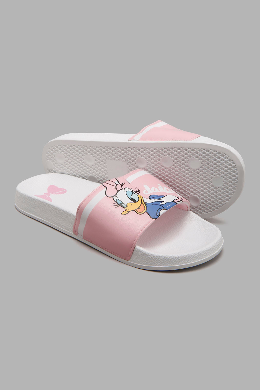 Redtag-White-Daisy-Duck-Slide-Sliders-Senior-Girls-5 to 14 Years