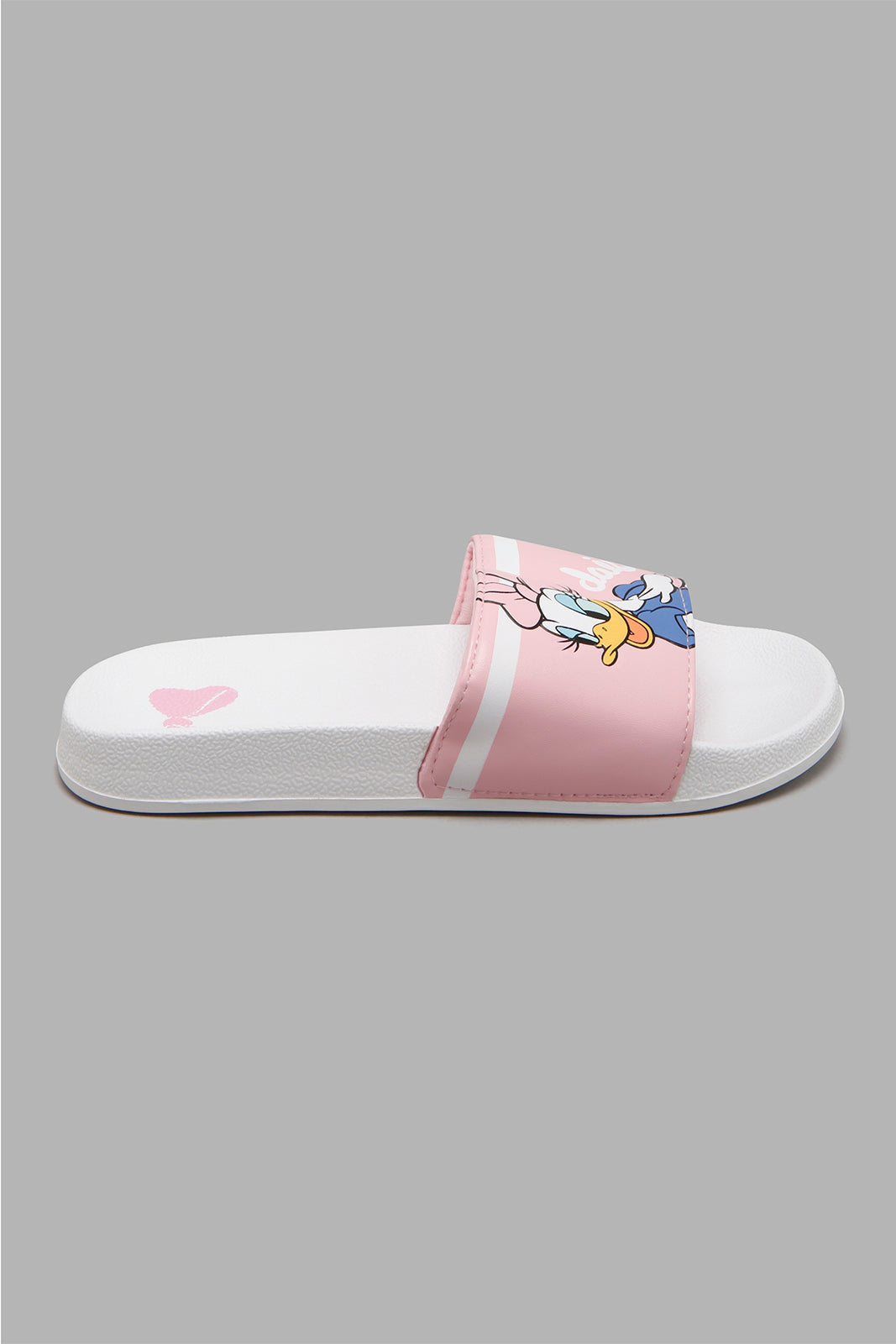 Redtag-White-Daisy-Duck-Slide-Sliders-Senior-Girls-5 to 14 Years
