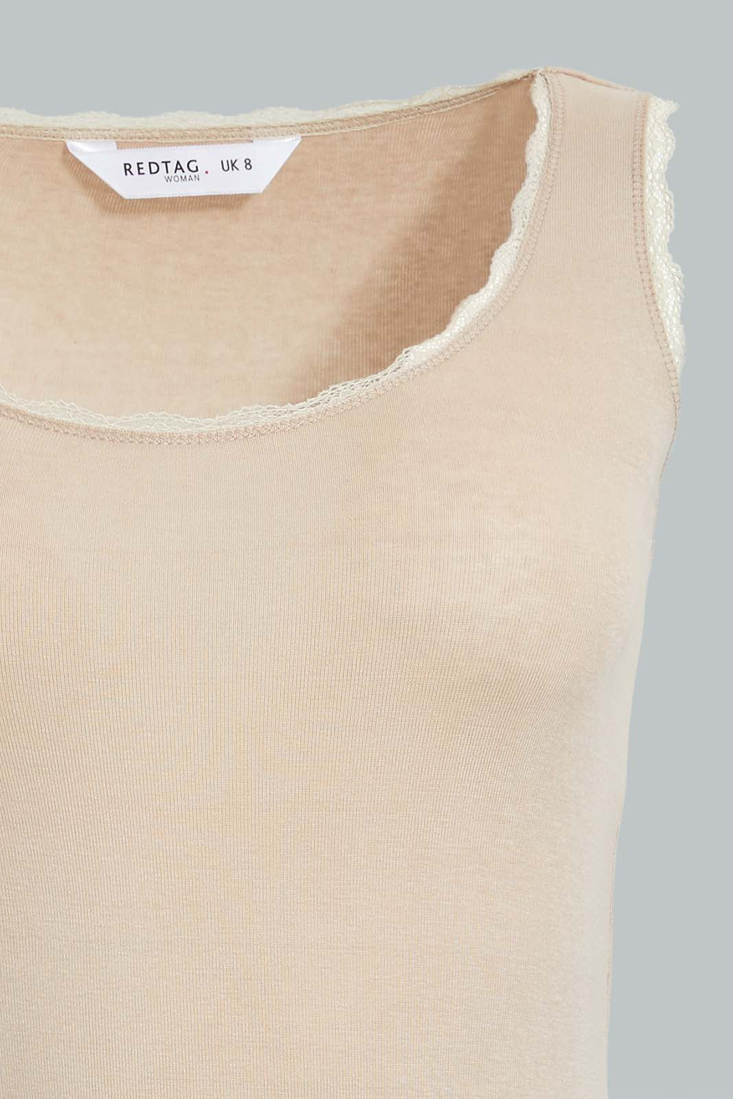 Redtag-Beige-Tank-Top-With-Lace-Colour:Beige,-Filter:Women's-Clothing,-New-In,-New-In-Women,-Non-Sale,-Section:Women,-W21B,-Women-Vests-Women's-