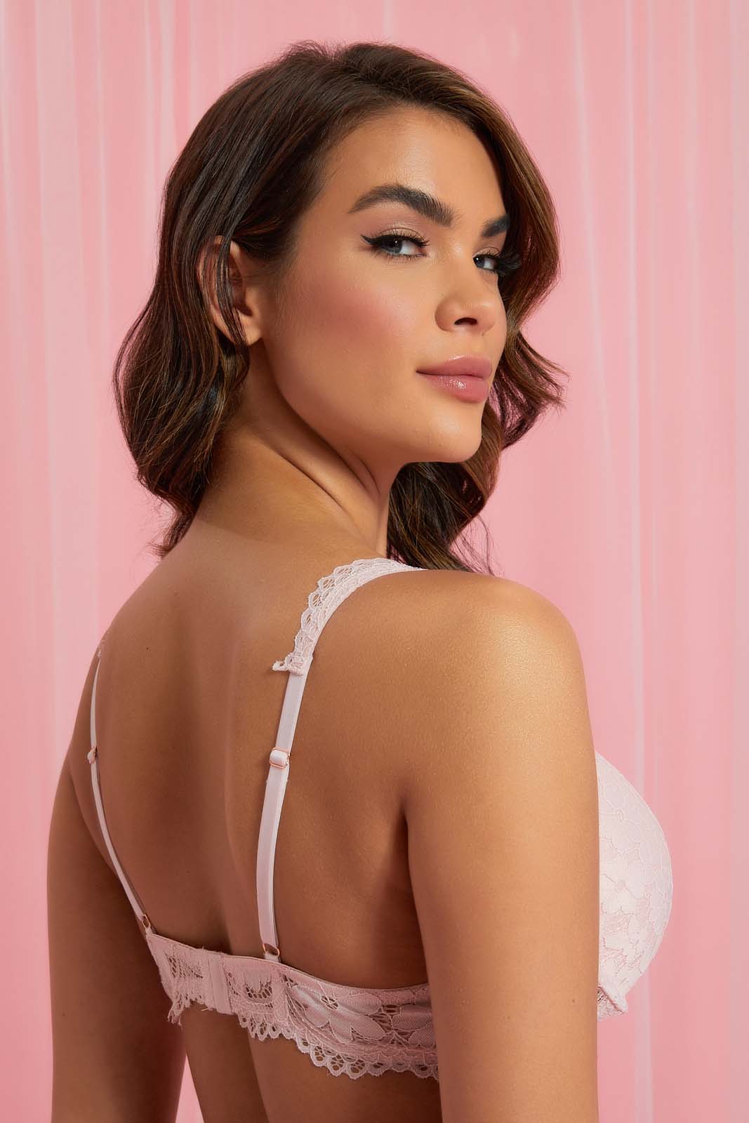 Redtag-Ivory/Dusty-Pink-Flock-Printed-Padded-Pluge-Bra-(2-Pack)-Plunge-Bras-Women's-