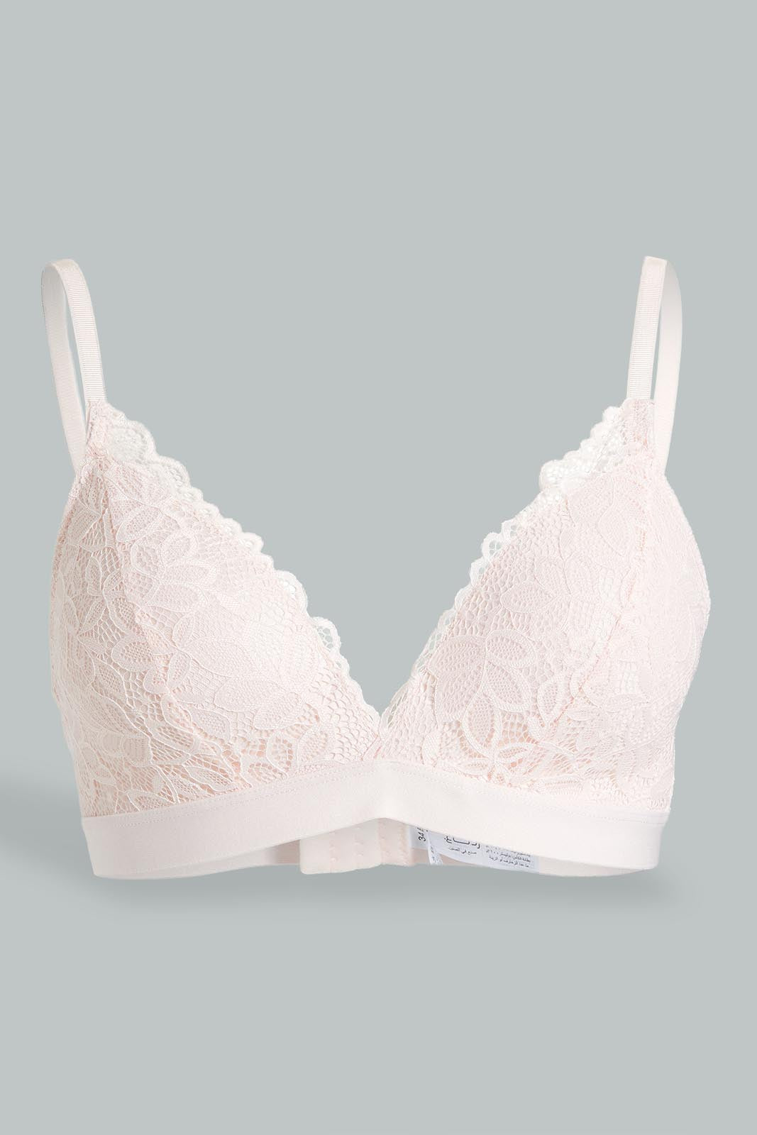 Redtag-Sage/Pale-Pink-Plain-Lace-Padded-Non-Wired-Bra-(2-Pack)-Padded-Non-Wired-Women's-