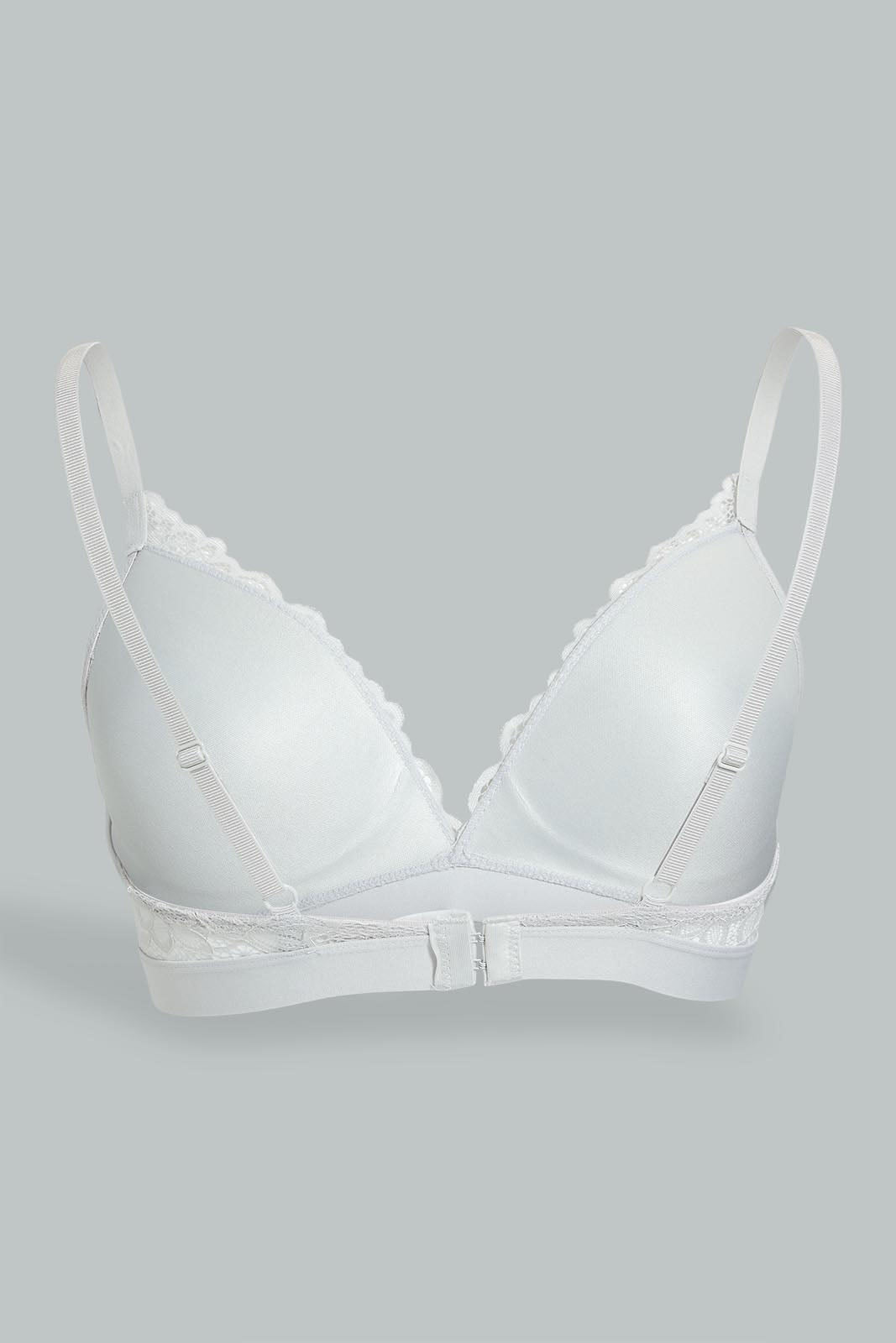 Redtag-Sage/Pale-Pink-Plain-Lace-Padded-Non-Wired-Bra-(2-Pack)-Padded-Non-Wired-Women's-