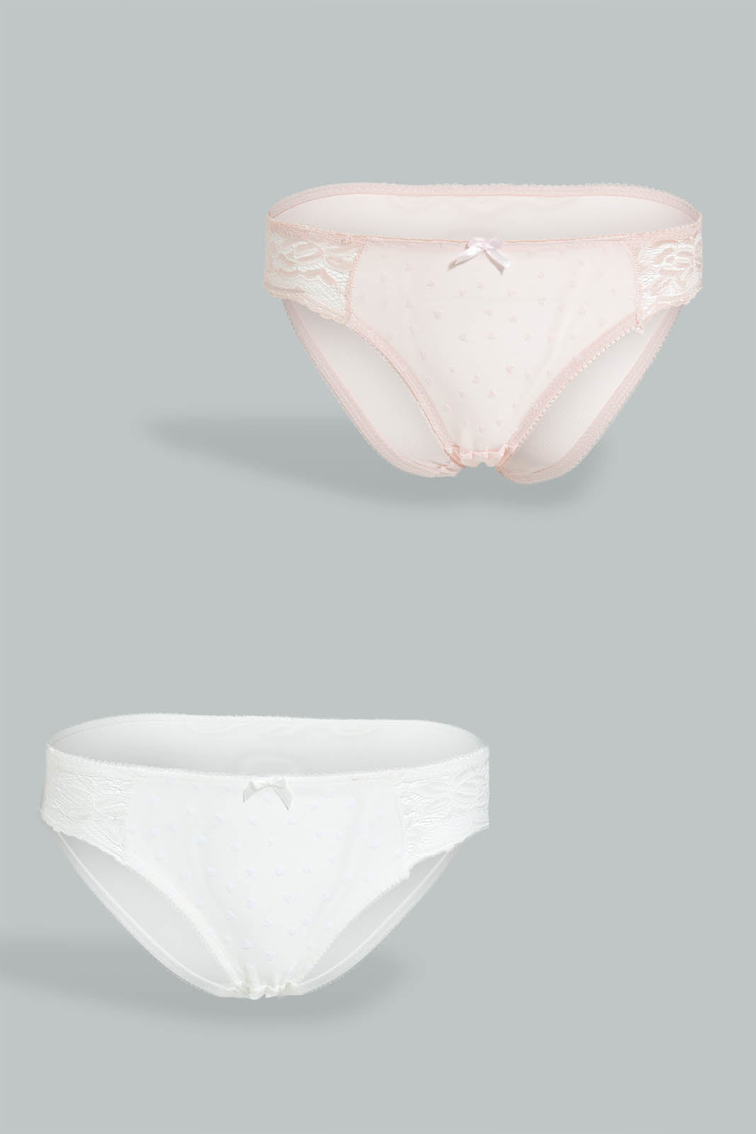 Redtag-Ivory/Dusty-Pink-Flock-Print-Bikini-Brief-(2-Pack)-Briefs-Bikini-Women's-
