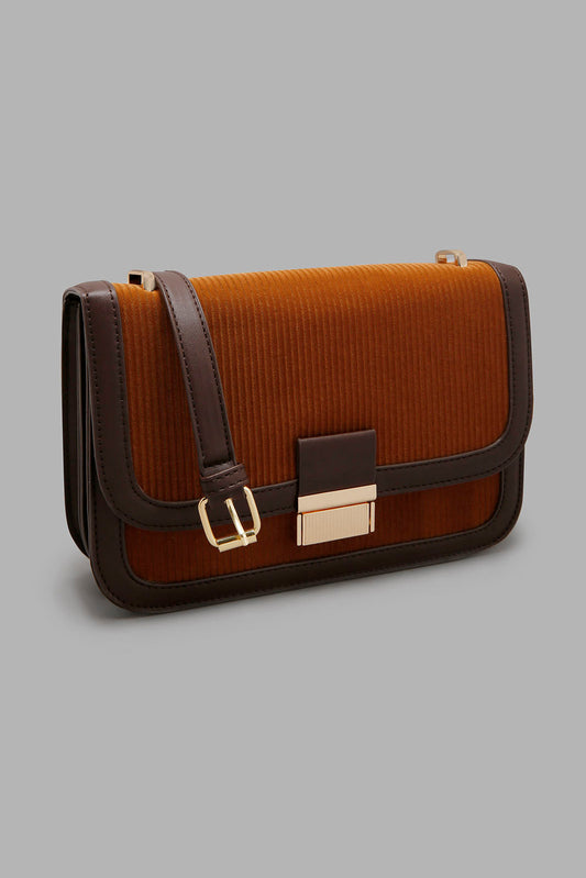 Redtag-Tan-Crossbody-With-Corduroy-Cross-Body-Bags-Women-