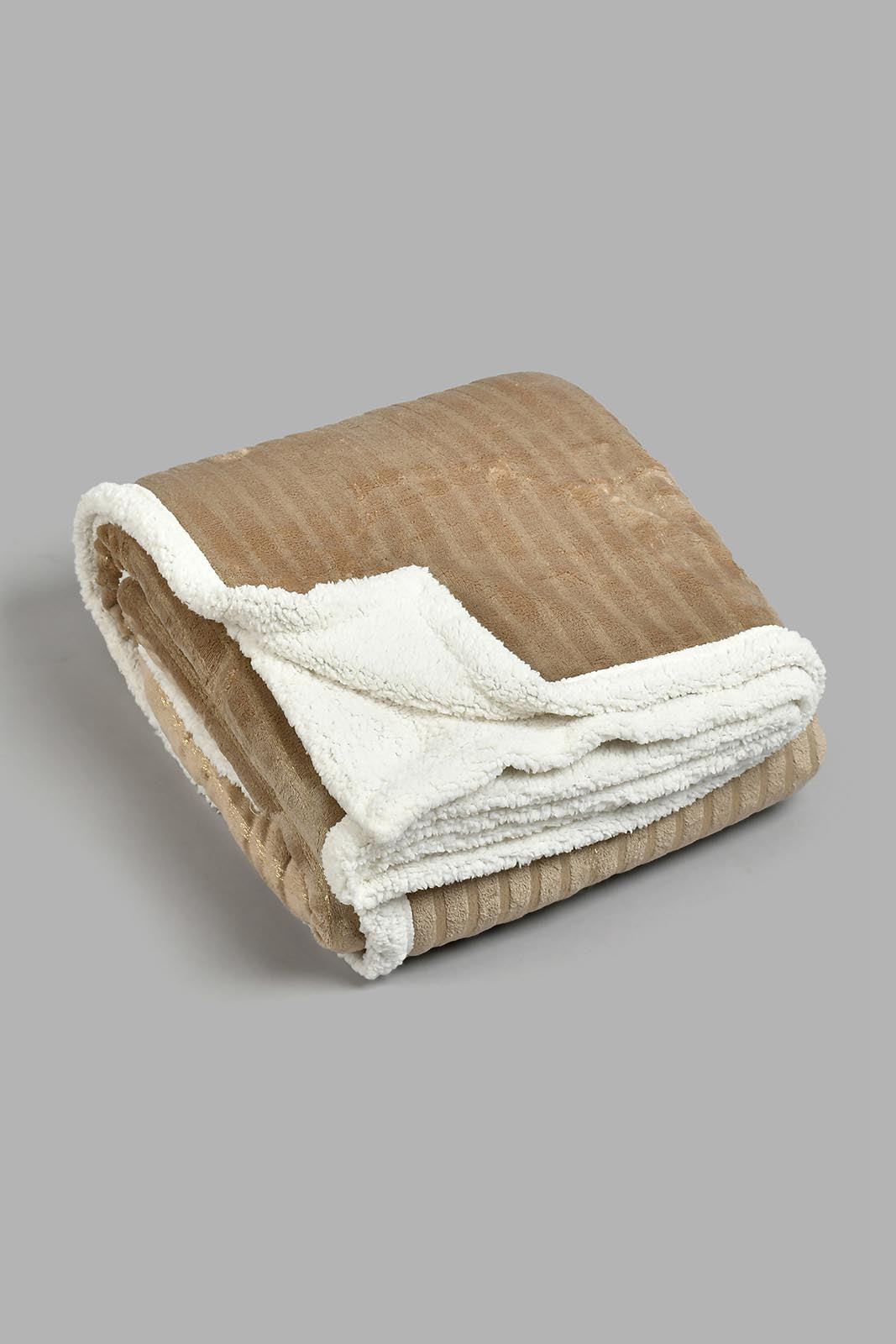 Redtag-Beige-Stripe-Reversible-Blanket-(Single-Size)-Blankets-Home-Bedroom-