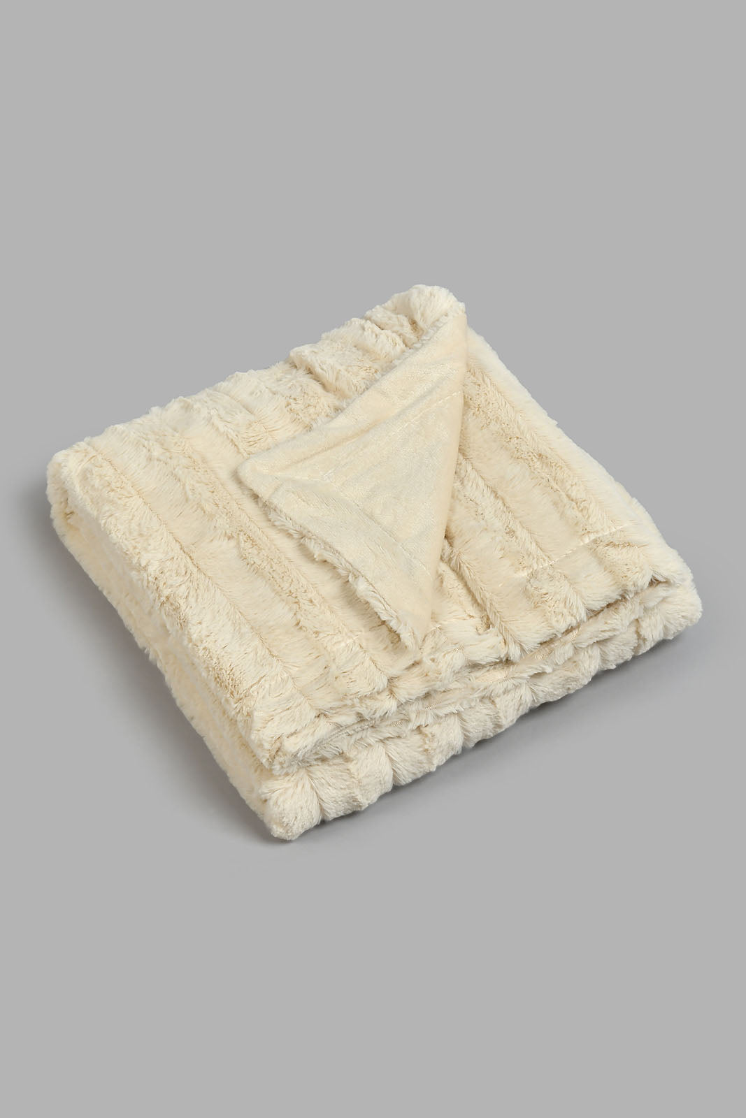 Redtag-Beige-Faux-Fur-Throw-Throws-Home-Bedroom-