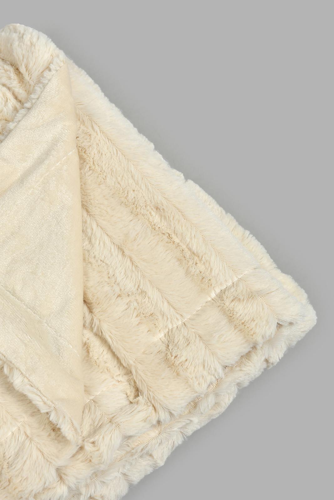 Redtag-Beige-Faux-Fur-Throw-Throws-Home-Bedroom-