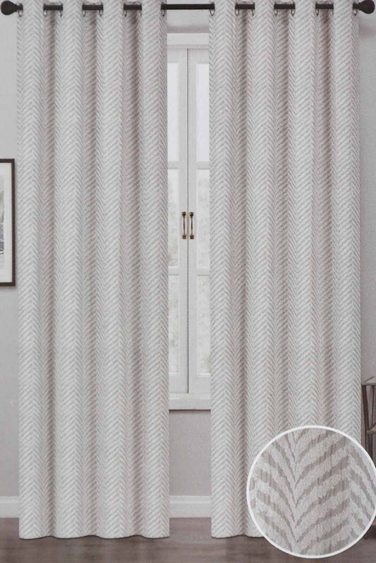 Redtag-Beige-2-Piece-Geometric-Jacquard-Curtain-Pair-With-Lining-Curtains-Home-Bedroom-