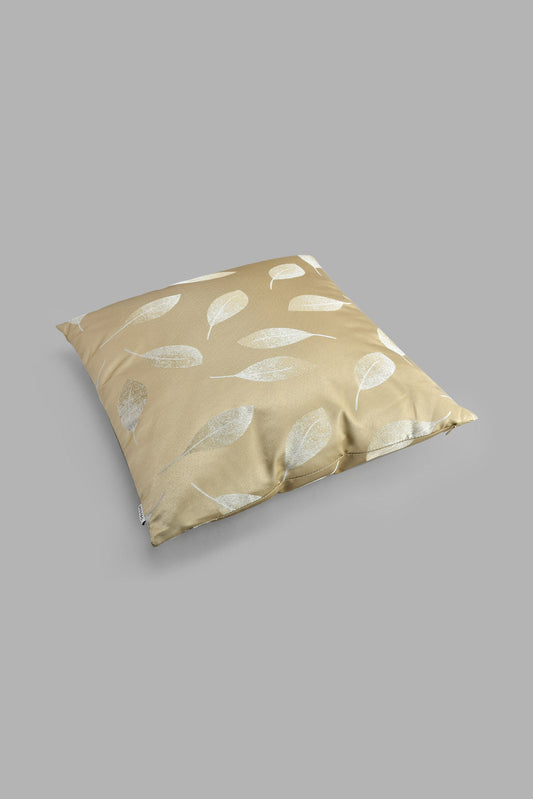 Redtag-Beige-Leaf-Jacquard-Cushion-Cushions-Home-Bedroom-