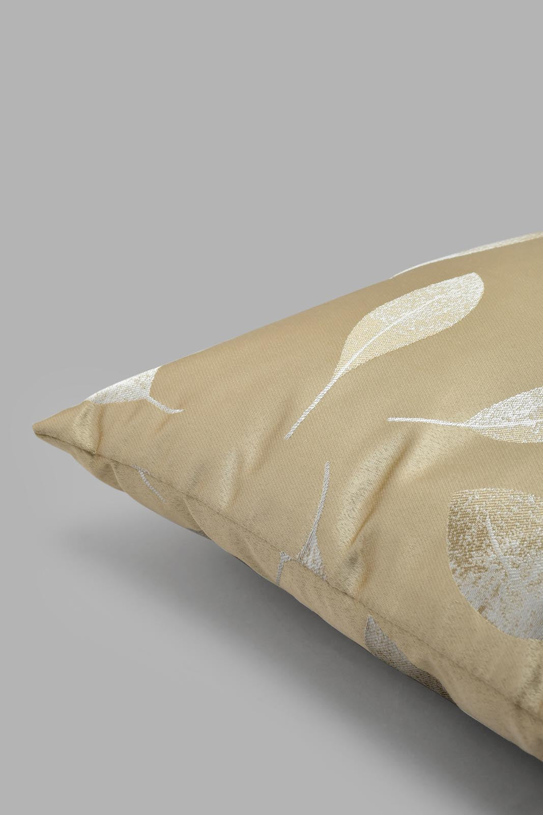 Redtag-Beige-Leaf-Jacquard-Cushion-Cushions-Home-Bedroom-