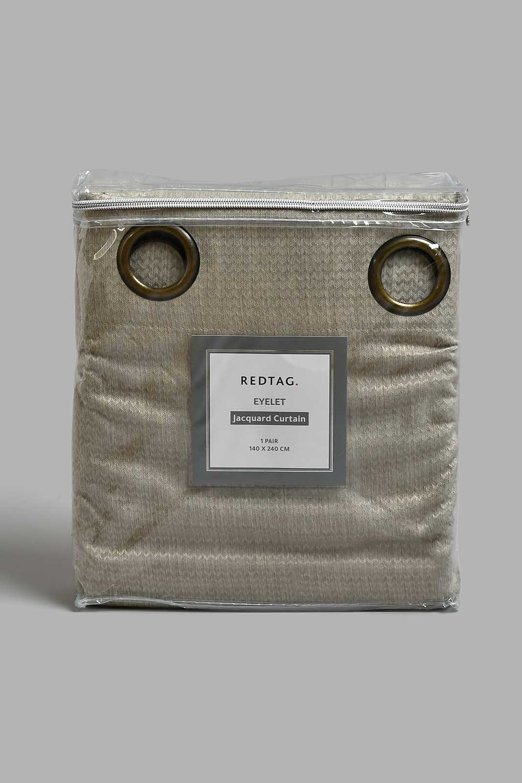 Redtag-Beige-2-Piece-Geometric-Jacquard-Curtain-Pair-Without-Lining-Curtains-Home-Bedroom-