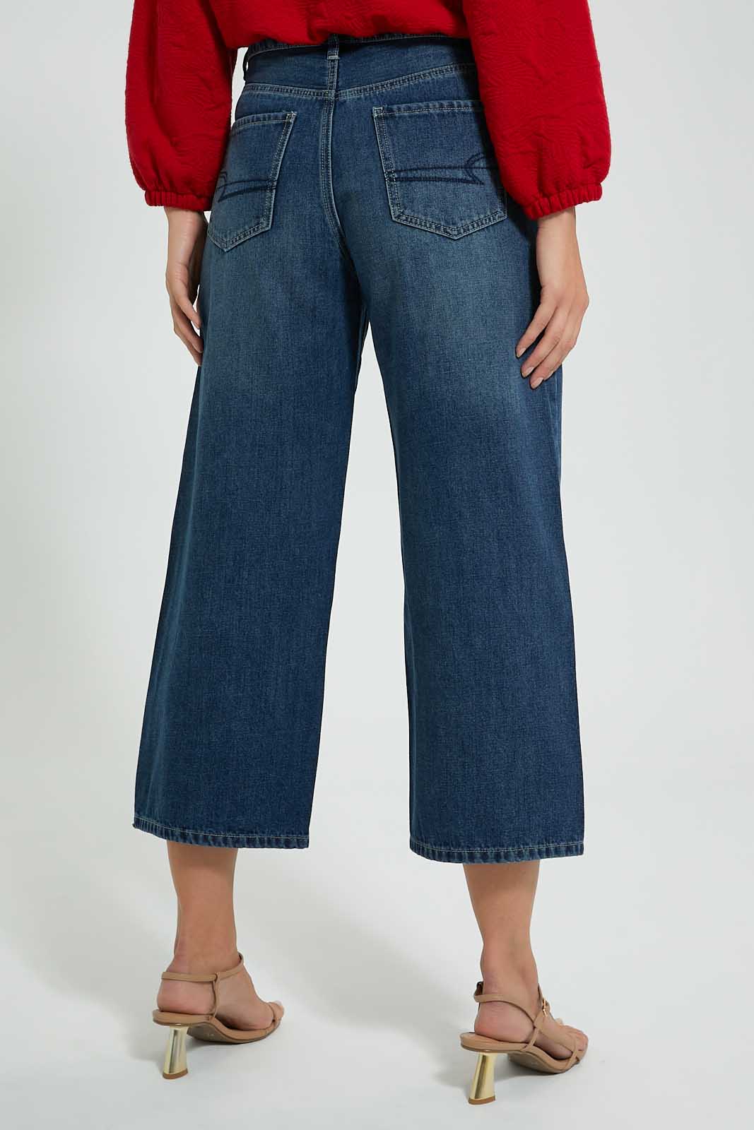 Redtag-Blue-Wide-Leg-Denim-Jeans-Regular-Fit-Women's-