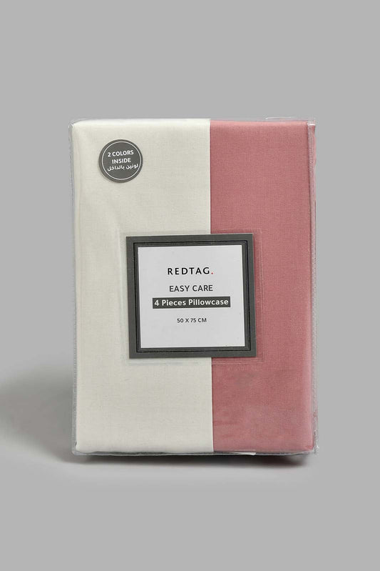 Redtag-Pink/Ivory-Pillowcase-4-Piece-Set-Pillowcases-Home-Bedroom-