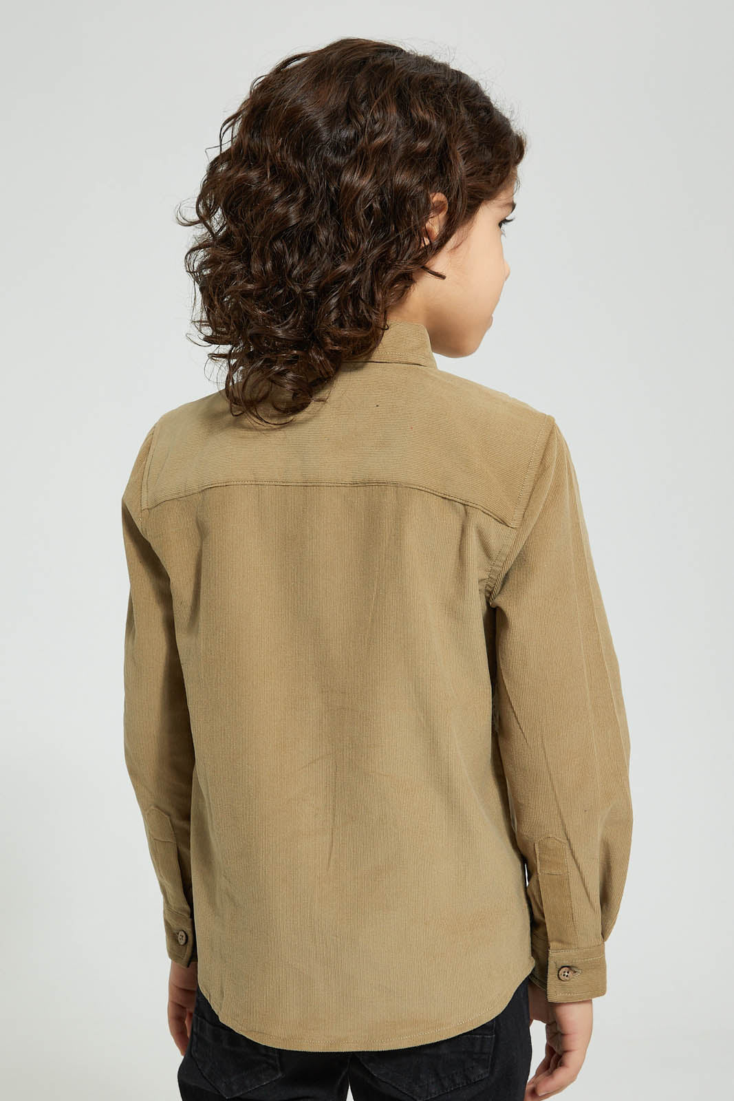 Redtag-Olive-Long-Sleeve-Corduroy-Shirt-Casual-Shirts-Boys-2 to 8 Years