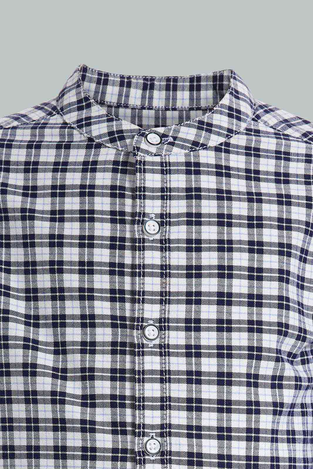 Redtag-Stone-Check-Long-Sleeve-Mandarin-Collar-Shirt-BOY-Shirts,-Category:Shirts,-Colour:Beige,-Deals:Sale,-Filter:Boys-(2-to-8-Yrs),-S22A,-Sale-BOY-APL,-Section:Boys-(0-to-14Yrs)-Boys-2 to 8 Years