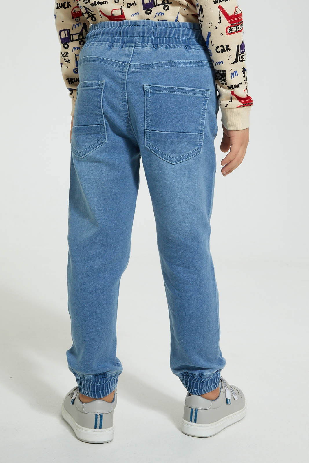Redtag-Lightwash-Elasticated-Waist-Jogger-Jean-Jeans-Pull-On-Boys-2 to 8 Years