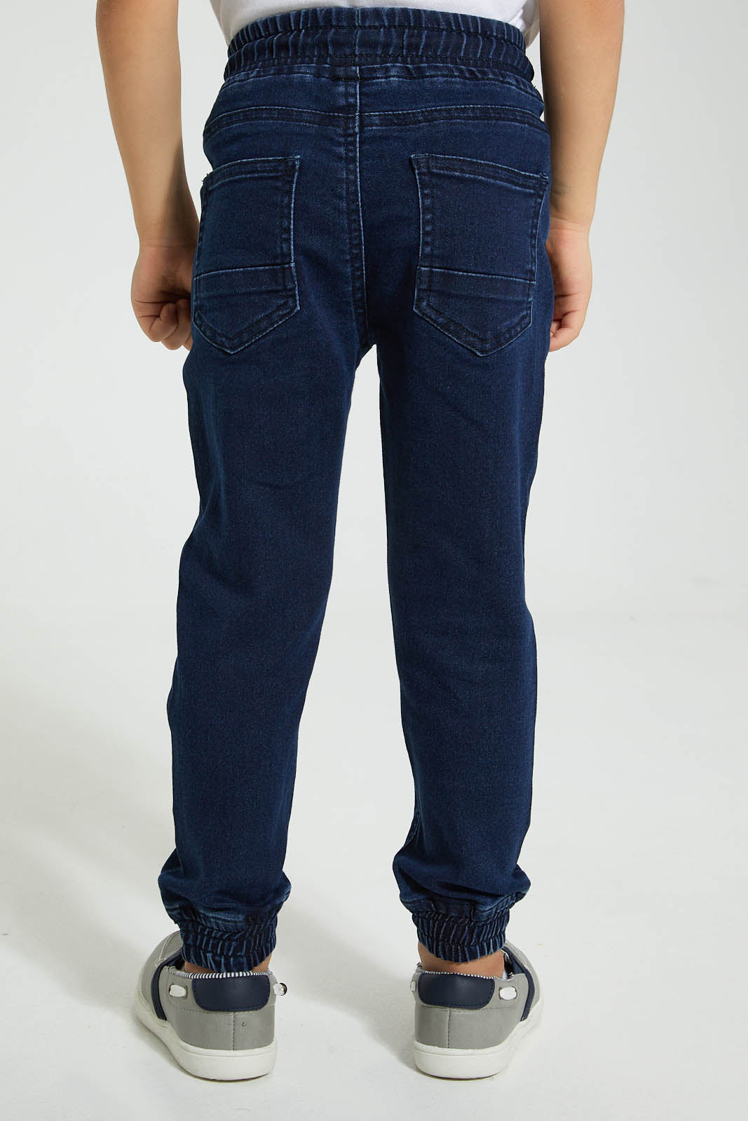 Redtag-Darkwash-Elasticated-Waist-Jogger-Jean-Jeans-Pull-On-Boys-2 to 8 Years