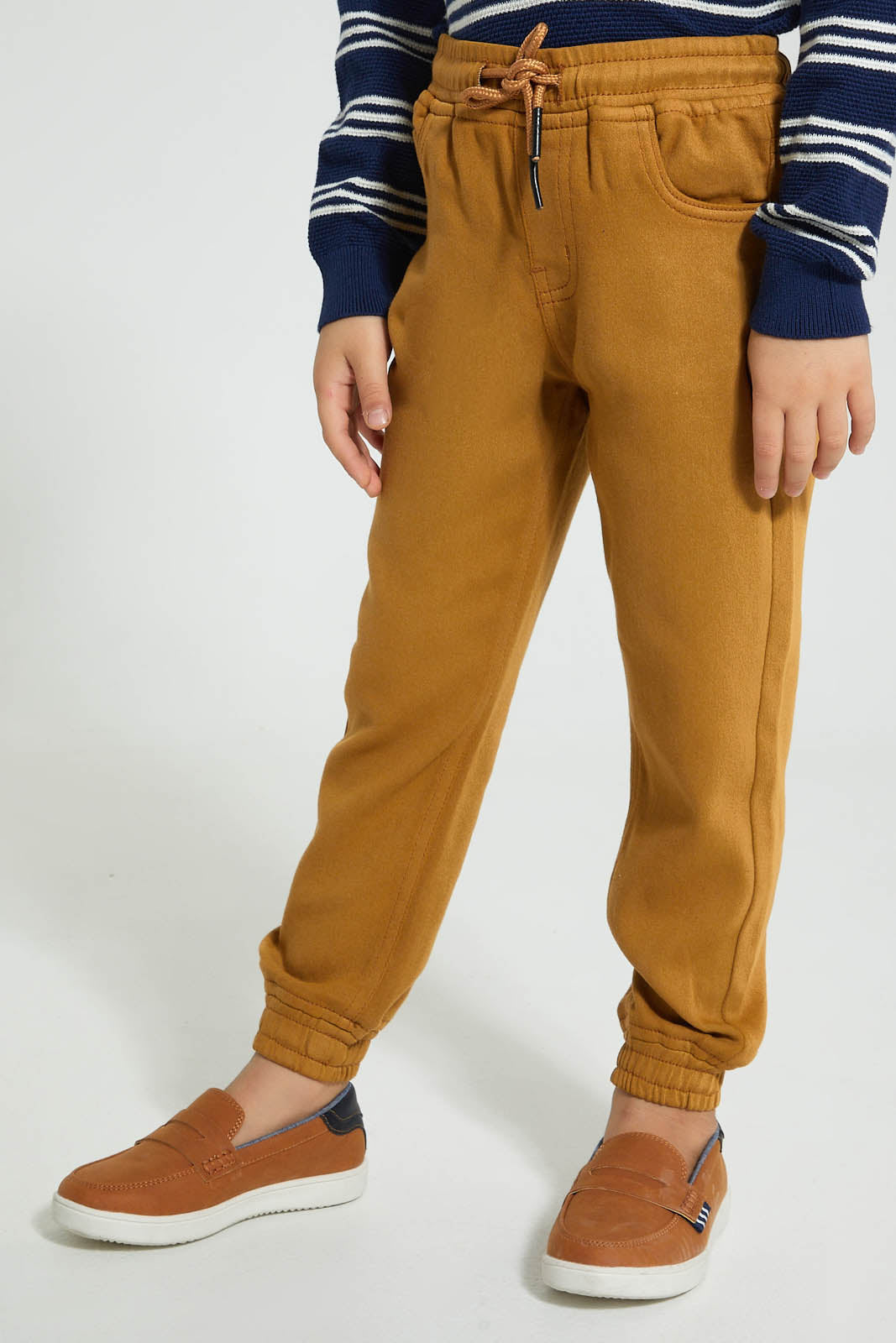 Redtag-Tan-Elasticated-Waist-Jogger-Jean-Jeans-Pull-On-Boys-2 to 8 Years
