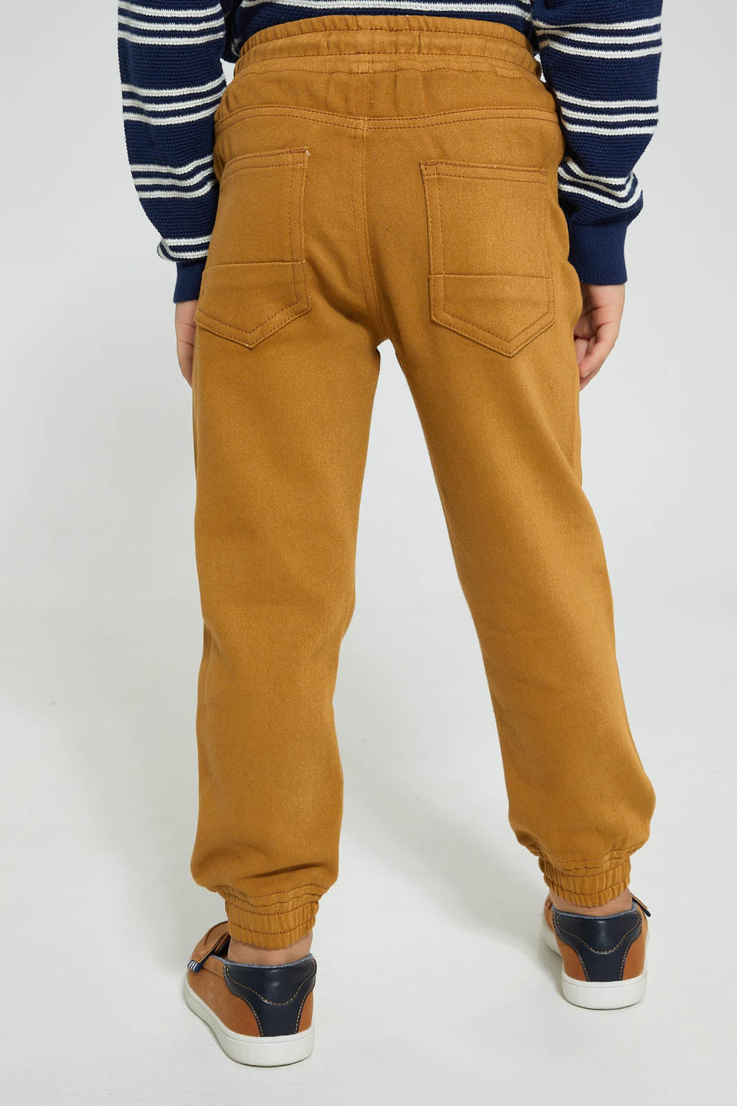 Redtag-Tan-Elasticated-Waist-Jogger-Jean-Jeans-Pull-On-Boys-2 to 8 Years