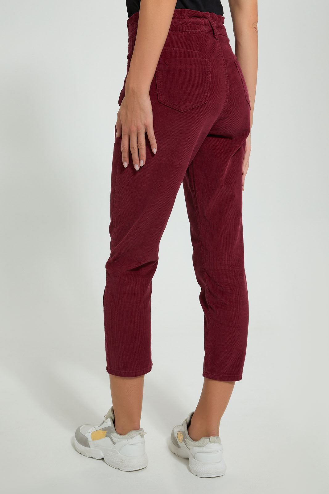 Redtag-Burgundy-Baggy-Fit-Corduroy-Jeans-Women's-