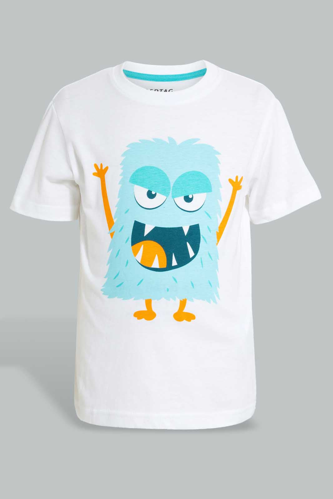White And Navy Monster Pyjama Set (2 Piece)