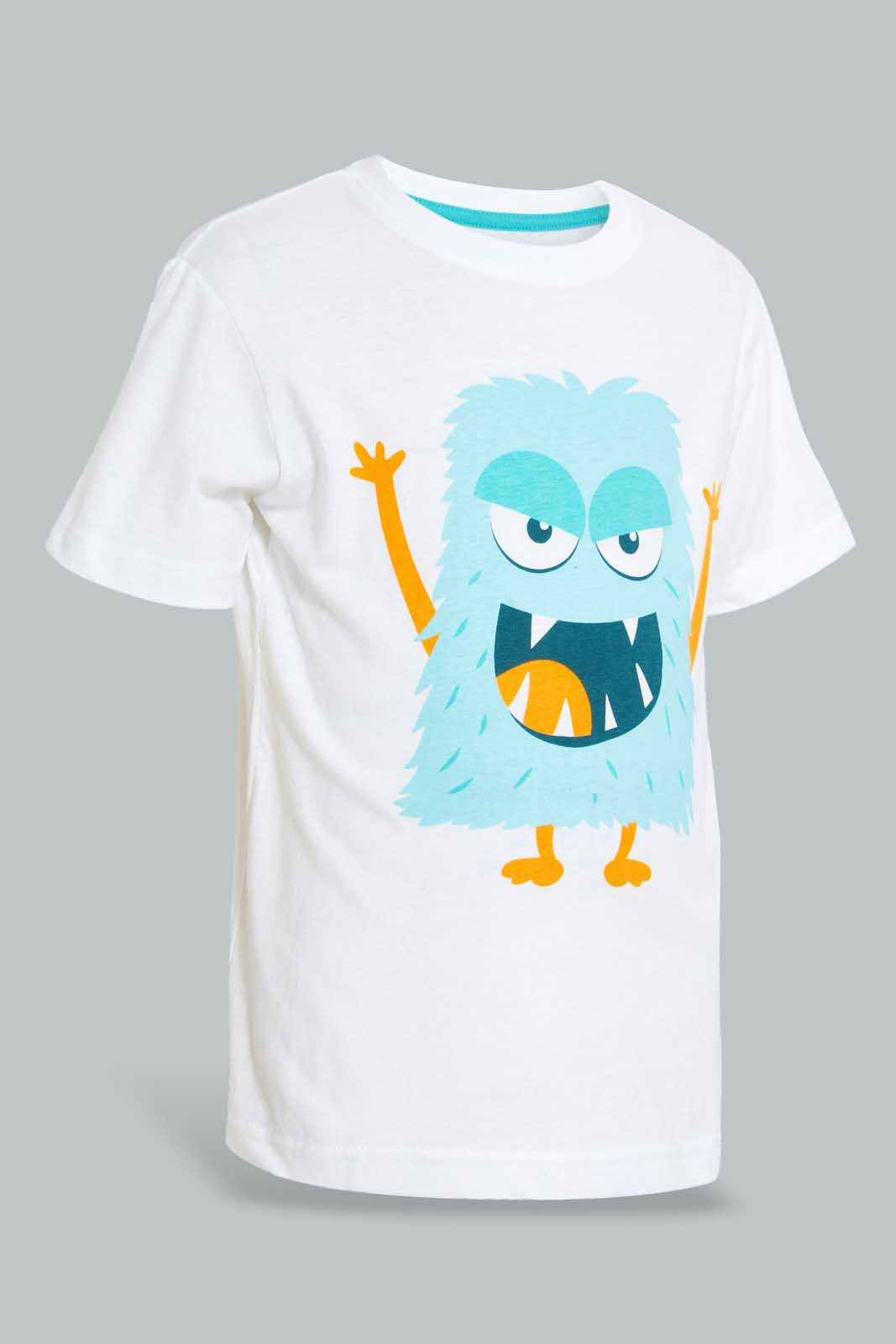 White And Navy Monster Pyjama Set (2 Piece)