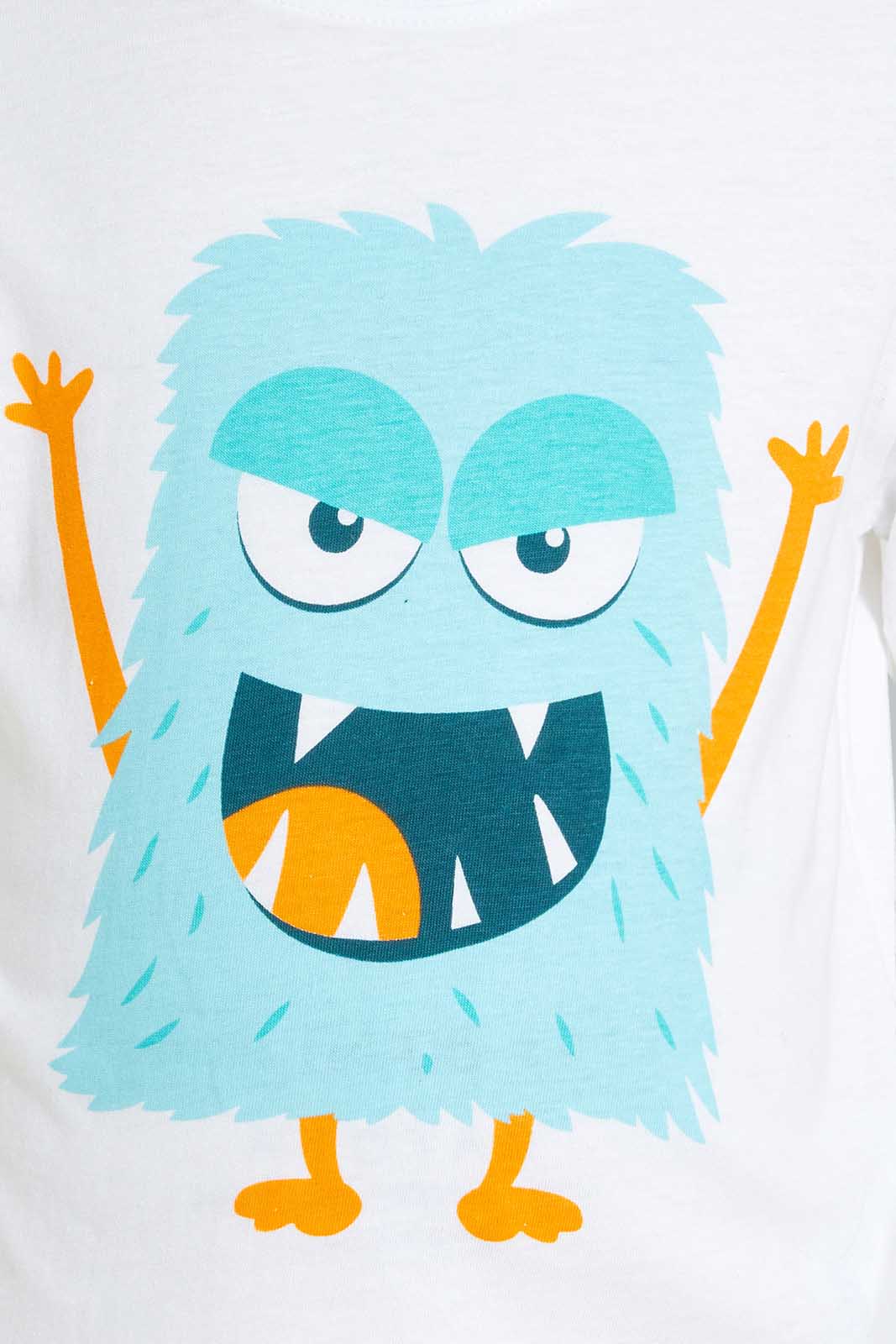 White And Navy Monster Pyjama Set (2 Piece)