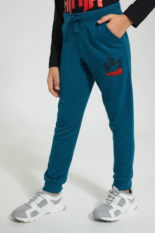 Redtag-Green-Marl-Jogpant-With-Print-Joggers-Boys-2 to 8 Years