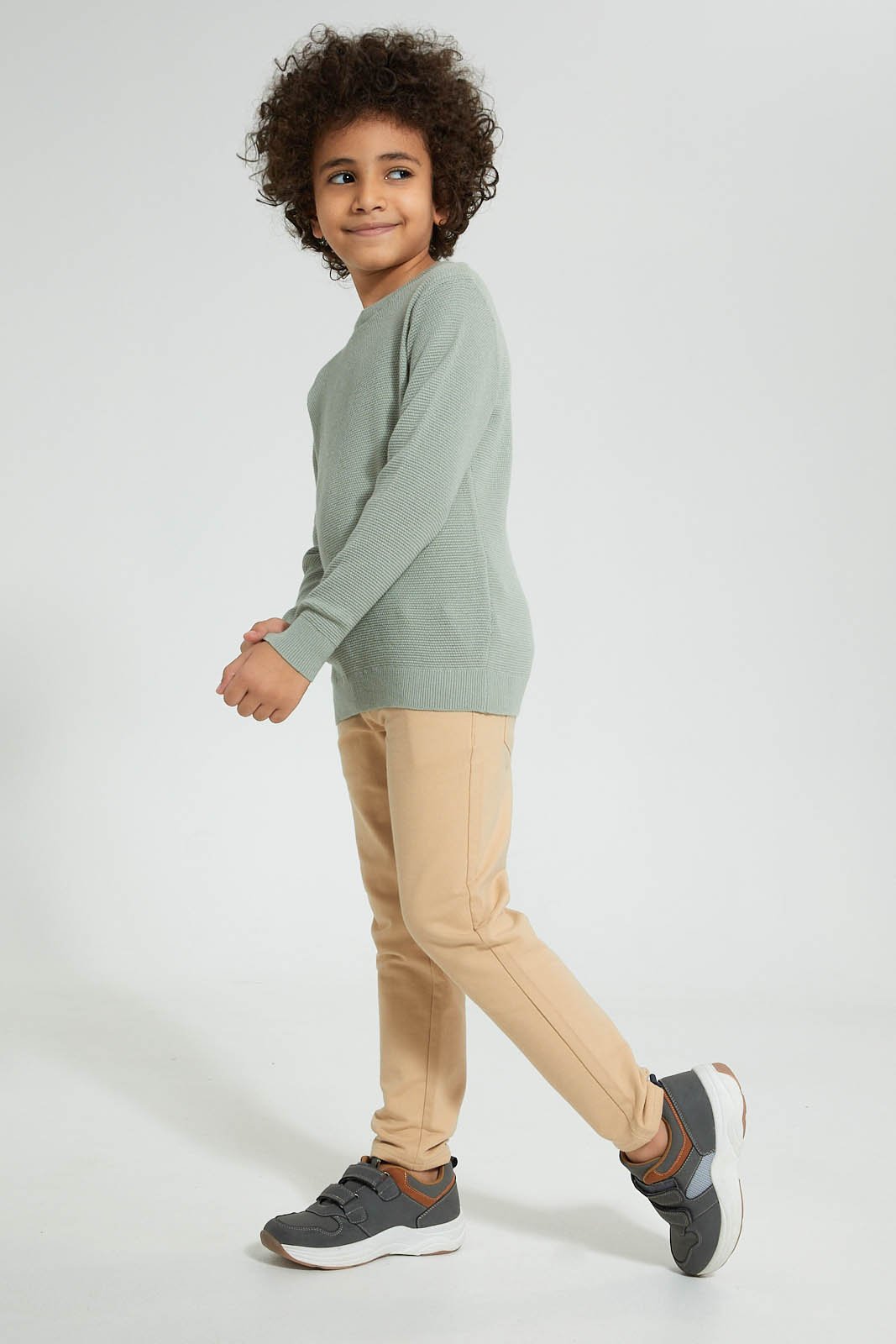 Redtag-Green-Crew-Neck-Pullover-Pullovers-Boys-2 to 8 Years