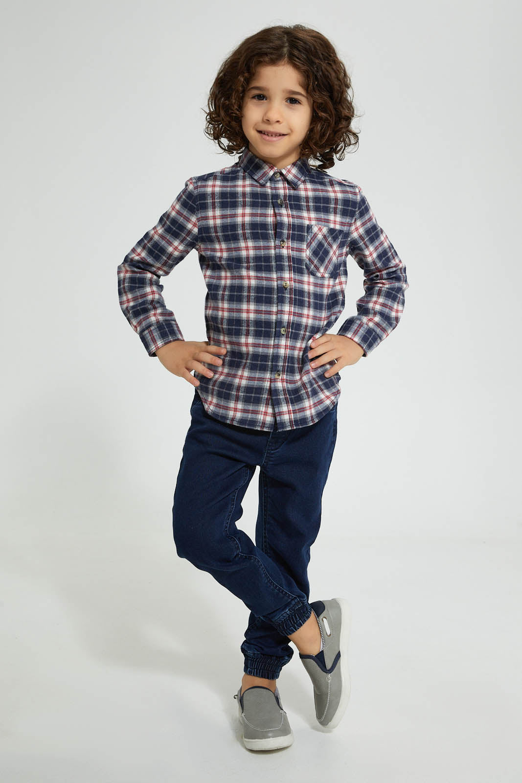 Blue Checkered Long Sleeve Shirt