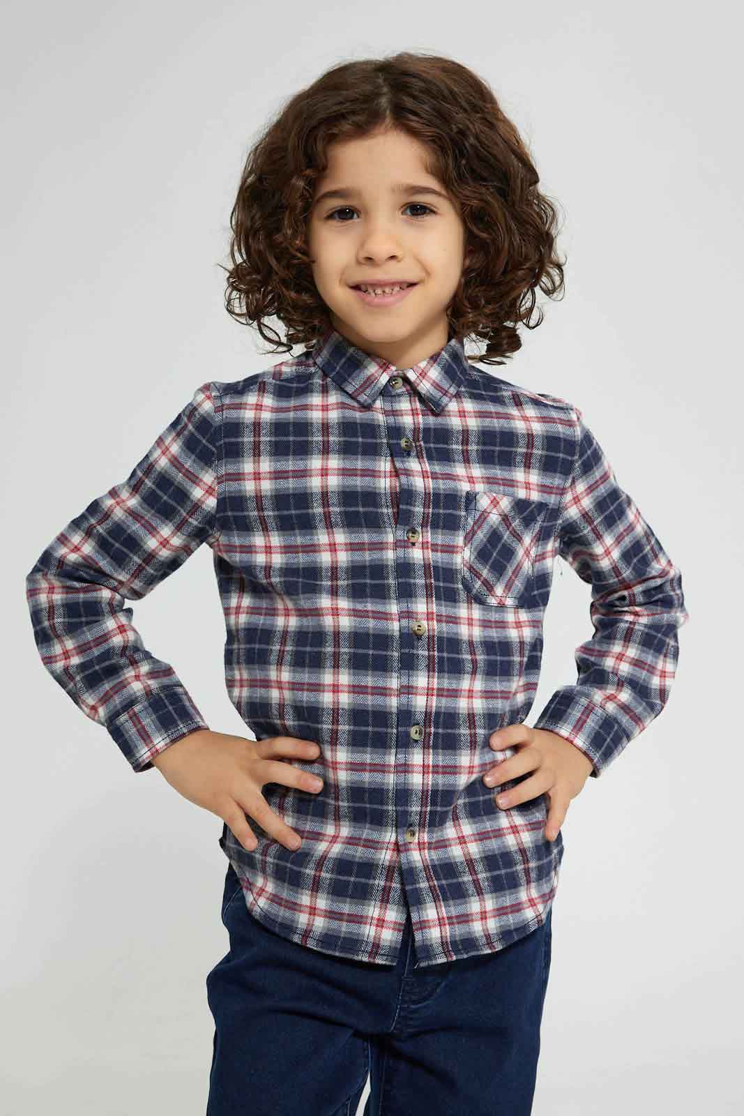 Blue Checkered Long Sleeve Shirt