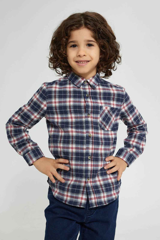 Blue Checkered Long Sleeve Shirt