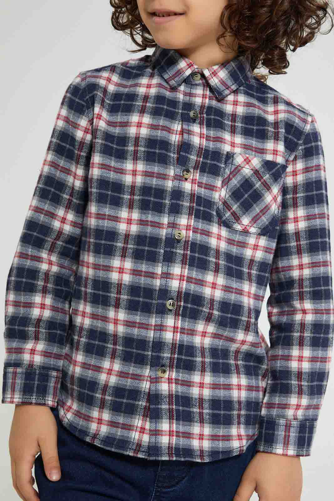 Blue Checkered Long Sleeve Shirt