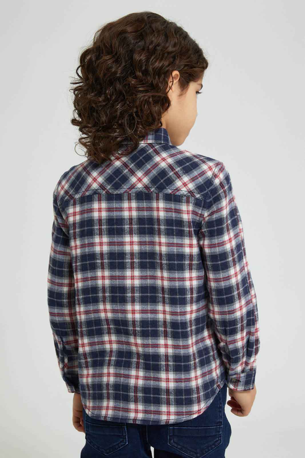 Blue Checkered Long Sleeve Shirt