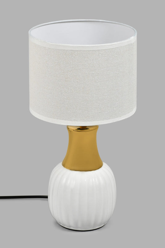 Redtag-White-Ceramic-And-Gold-Neck-Table-Lamp-Colour:Gold,-Colour:White,-Filter:Home-Decor,-HMW-HOM-Table-Lamps,-New-In,-New-In-HMW-HOM,-Non-Sale,-S22A,-Section:Homewares-Home-Decor-