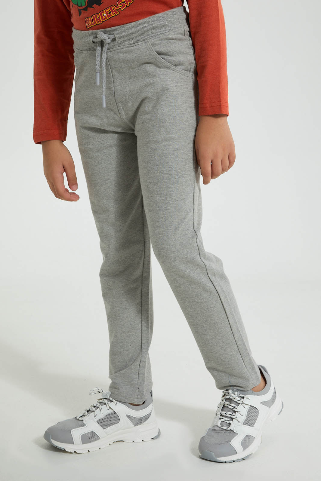 Redtag-Dark-Grey-Stretch-Terry-Pant-Chinos-Boys-2 to 8 Years